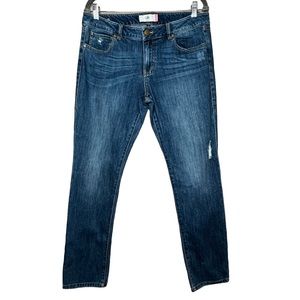 Cabi Womens Slim Boyfriend Distressed Jeans Blue Dark Medium Wash Size 12